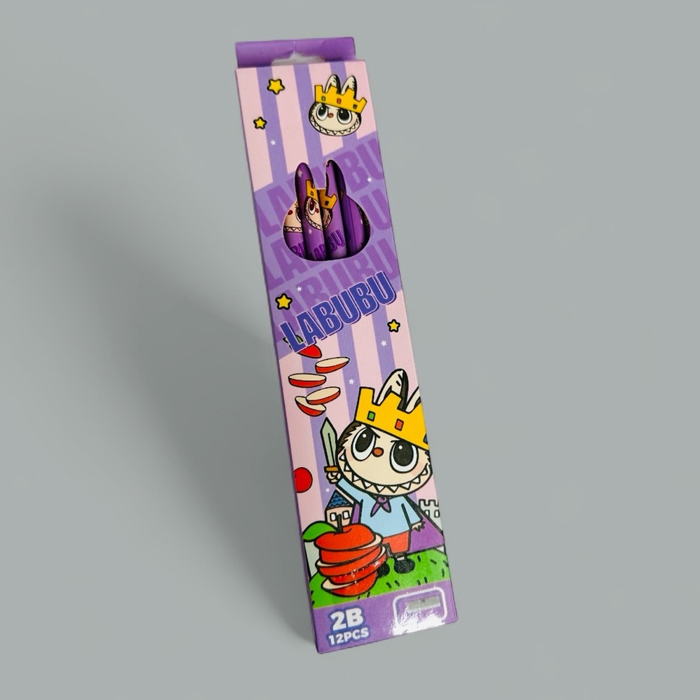 LABUBU Purple Pencil Set includes 12 "2B" Pencil & Sharpener - Picture 2 of 5